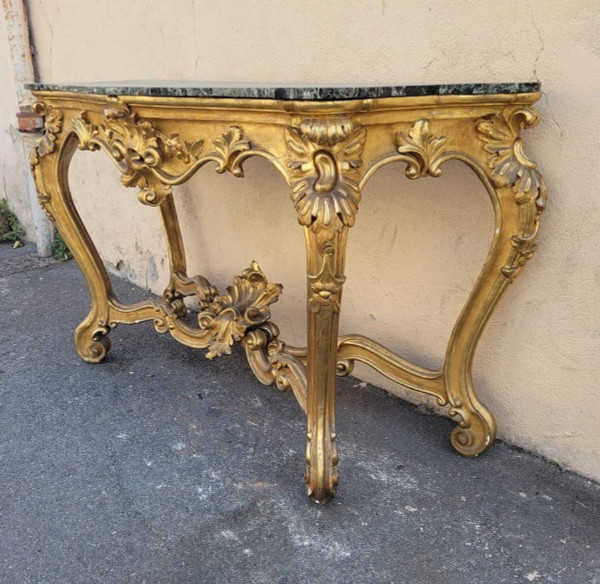 Console En Bois Doré De Style Louis XV, XIXème Siècle