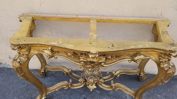 Console En Bois Doré De Style Louis XV, XIXème Siècle