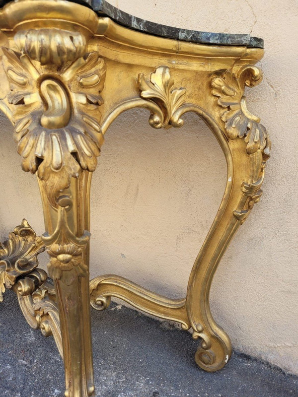 Console En Bois Doré De Style Louis XV, XIXème Siècle