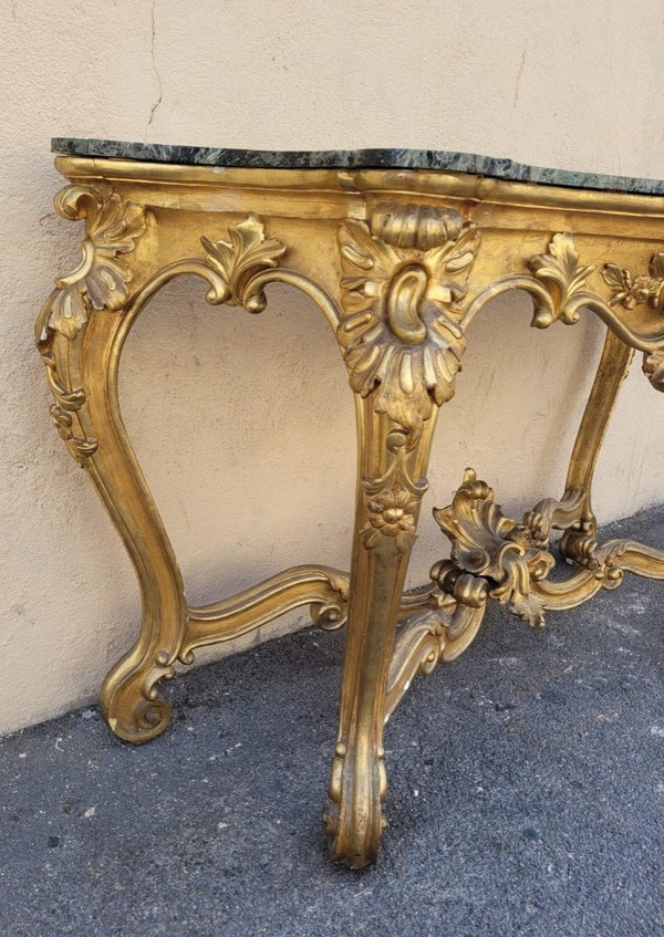 Console En Bois Doré De Style Louis XV, XIXème Siècle
