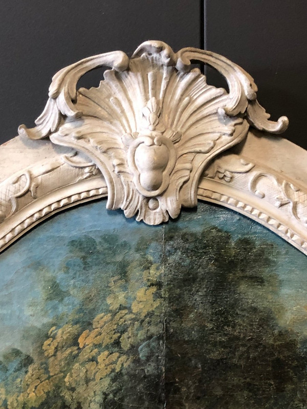 Gallant Scene - Large 18th Century Woodwork Painting