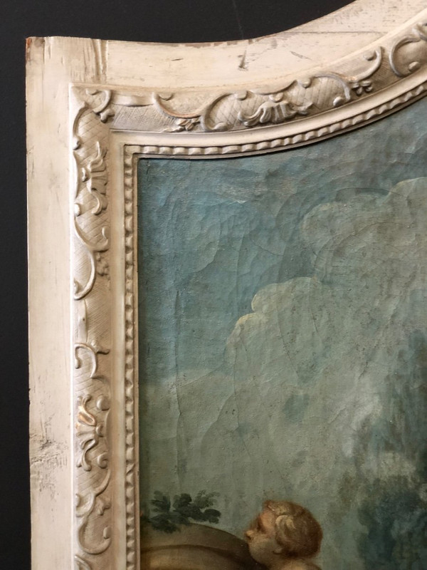Gallant Scene - Large 18th Century Woodwork Painting