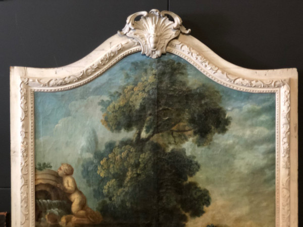 Gallant Scene - Large 18th Century Woodwork Painting