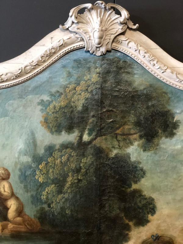 Gallant Scene - Large 18th Century Woodwork Painting