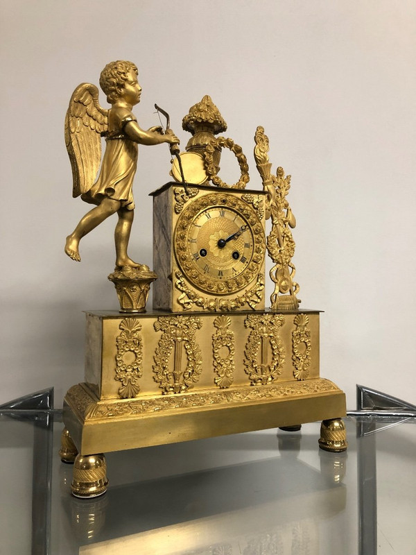 Pendule En Bronze Doré époque Empire Restauration