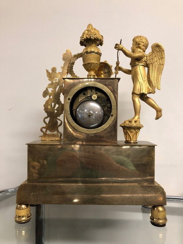 Pendule En Bronze Doré époque Empire Restauration