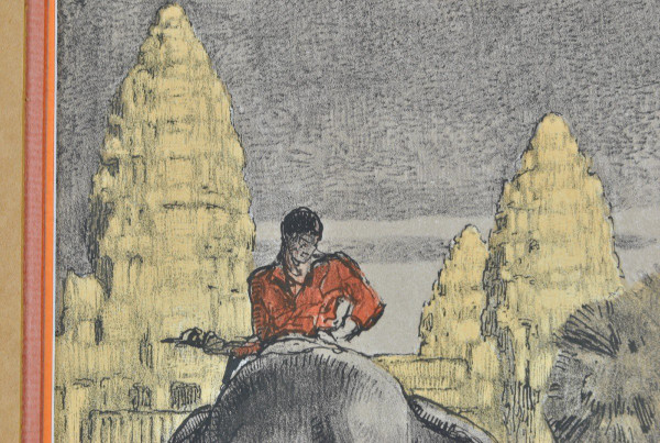 P Jouve, Angkor Vat,  Lithographie Encadrée, XXème Siècle