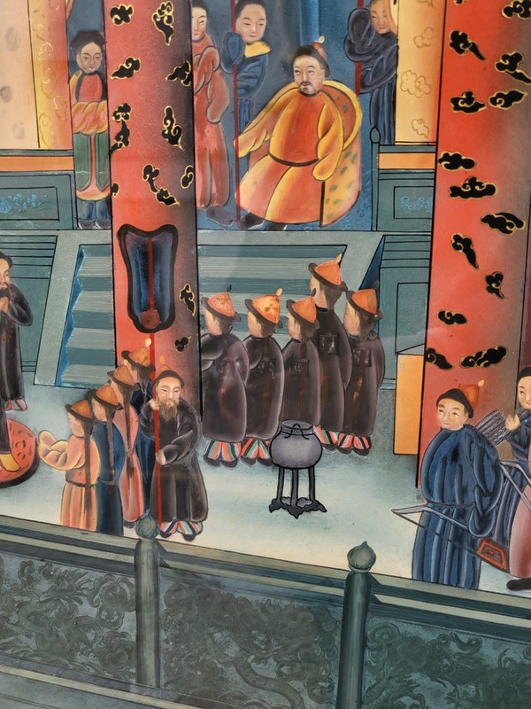 Fixed Under Glass, Palace Scene In Asia, 20th Century