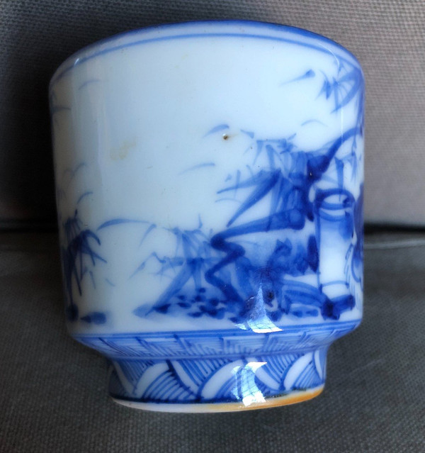 Pinseltopf – Kalligraphie – Blaues und weißes vietnamesisches Porzellan, 19. Jahrhundert