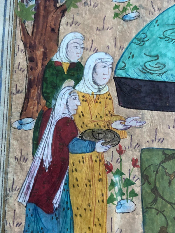 Old Persian Miniature Booklet Page - Gouache And Ink