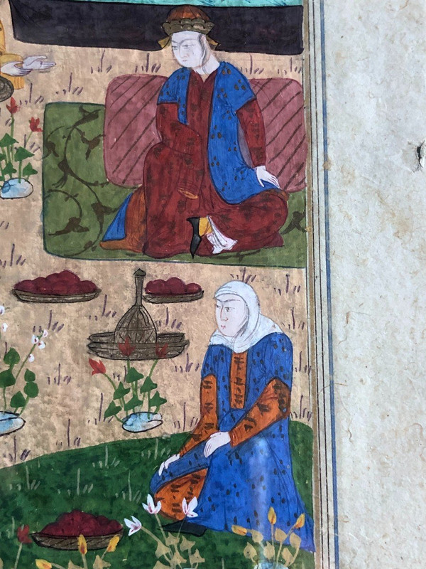 Old Persian Miniature Booklet Page - Gouache And Ink