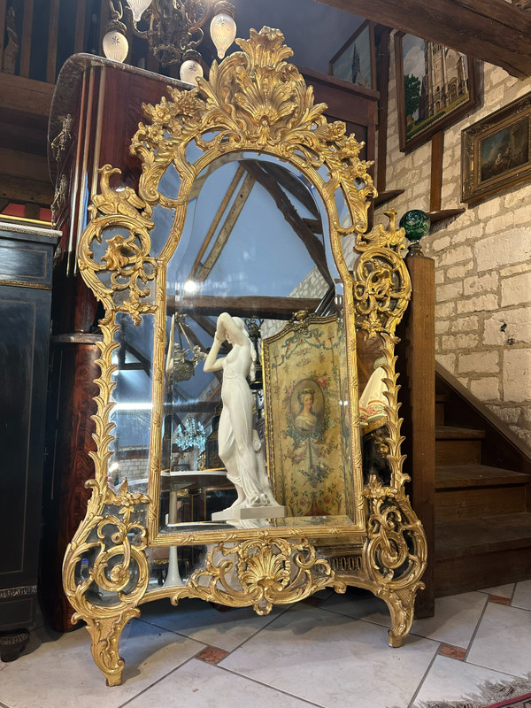 IMPORTANT MIROIR A PARCLOSES DE STYLE REGENCE EPOQUE NAPOLEON III