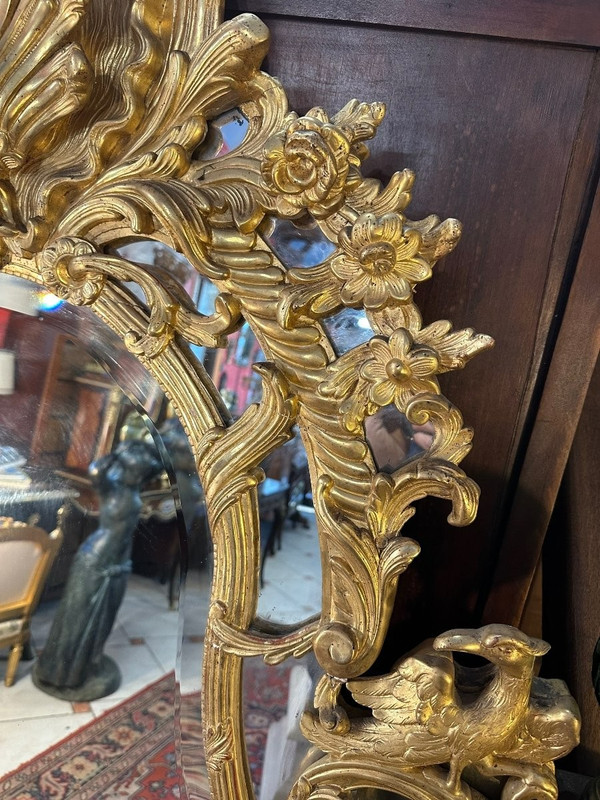 IMPORTANT MIROIR A PARCLOSES DE STYLE REGENCE EPOQUE NAPOLEON III