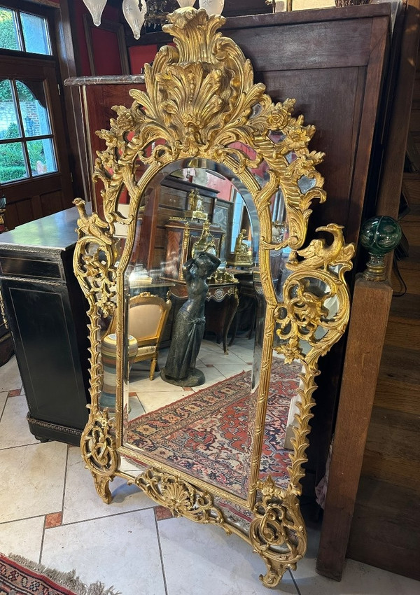 IMPORTANT MIROIR A PARCLOSES DE STYLE REGENCE EPOQUE NAPOLEON III