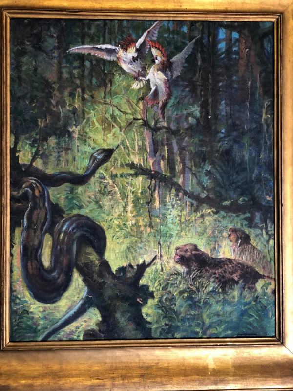Oil Painting On Canvas “jungle” Signed Fauconnier Dated 1946