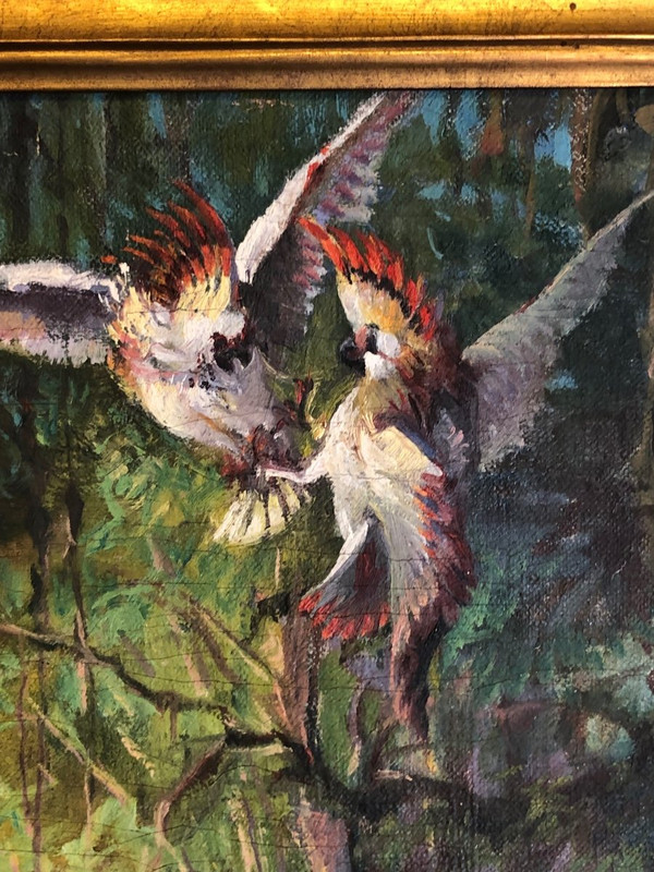 Oil Painting On Canvas “jungle” Signed Fauconnier Dated 1946