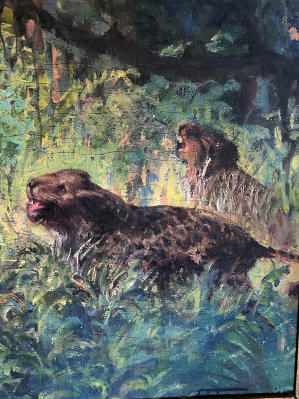 Oil Painting On Canvas “jungle” Signed Fauconnier Dated 1946