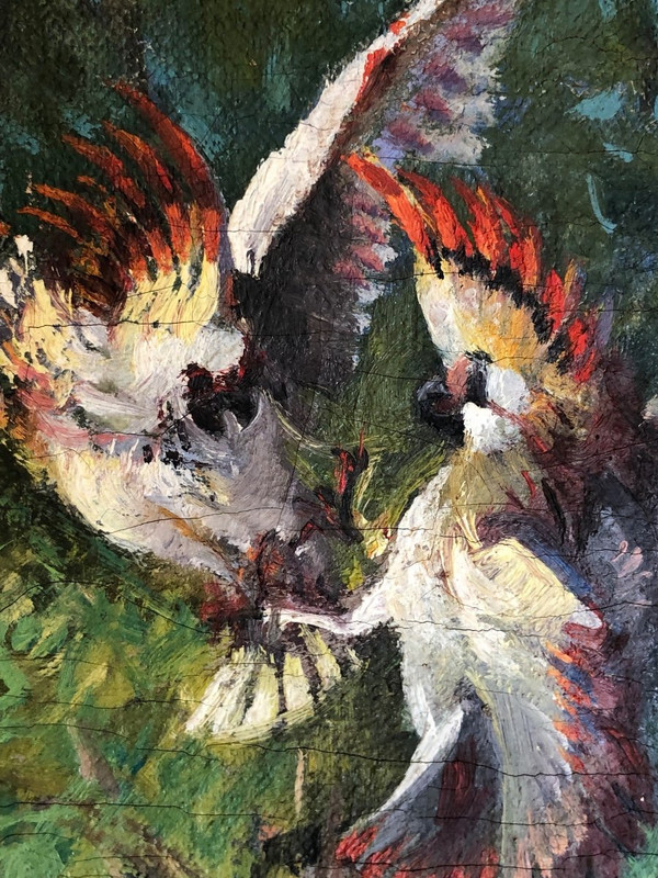 Oil Painting On Canvas “jungle” Signed Fauconnier Dated 1946