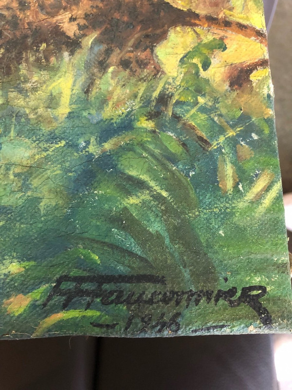Oil Painting On Canvas “jungle” Signed Fauconnier Dated 1946