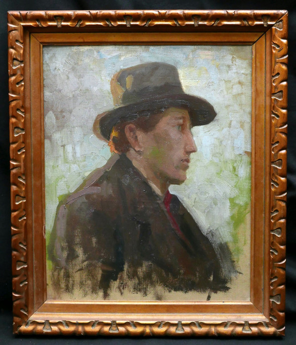 SCUOLA FRANCESE 1900 - 1910 circa, Ritratto di uomo con cappello
