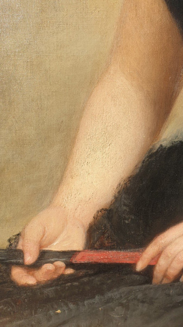C Deschamps, Porträt einer Frau in schwarzem Kleid, 19. Jahrhundert