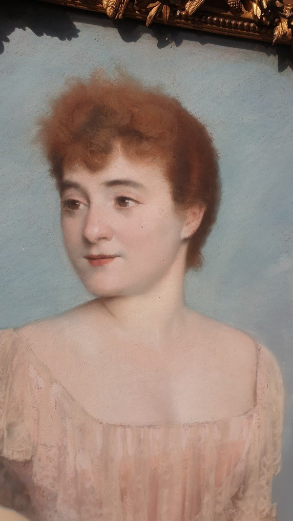 J Frappa, Ritratto di giovane donna, Pastello, XIX secolo