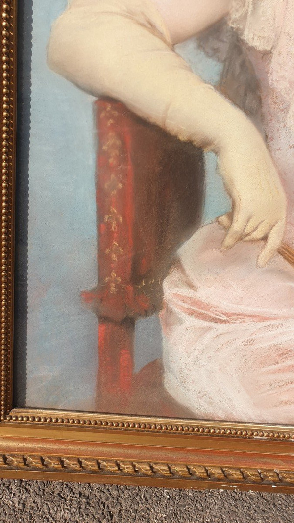 J Frappa, Ritratto di giovane donna, Pastello, XIX secolo
