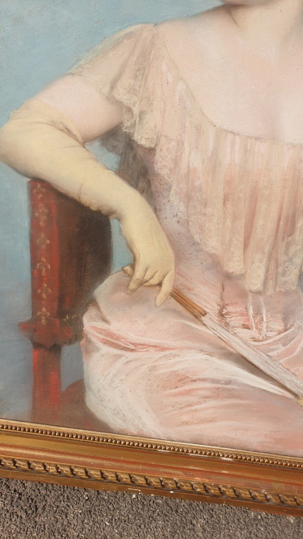 J Frappa, Ritratto di giovane donna, Pastello, XIX secolo