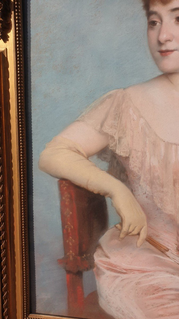 J Frappa, Ritratto di giovane donna, Pastello, XIX secolo