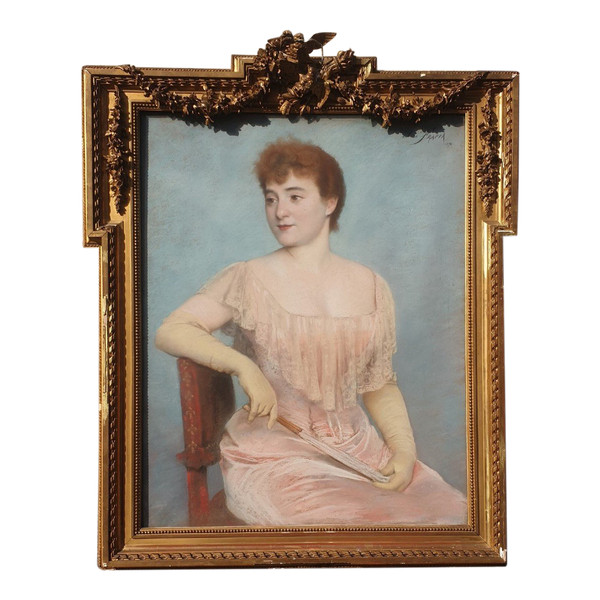 J Frappa, Ritratto di giovane donna, Pastello, XIX secolo