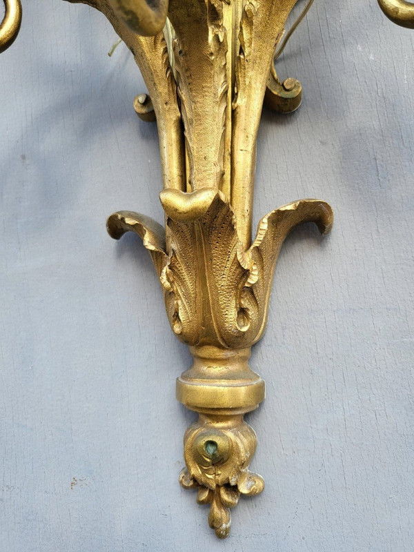 Paire d'Appliques En Bronze Doré Louis XVI, XIXème Siècle