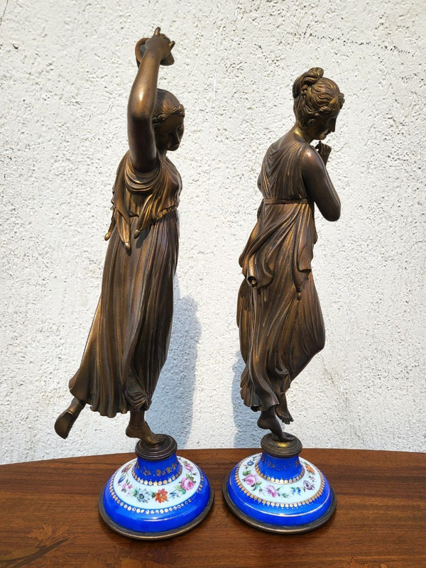 d'Après Canova, Danseuse Et Musicienne En Bronze, XIXème Siècle