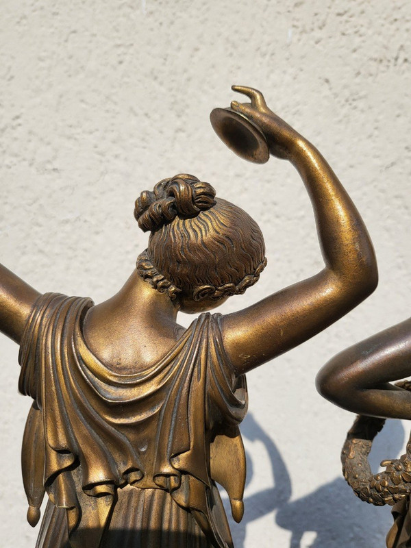 d'Après Canova, Danseuse Et Musicienne En Bronze, XIXème Siècle