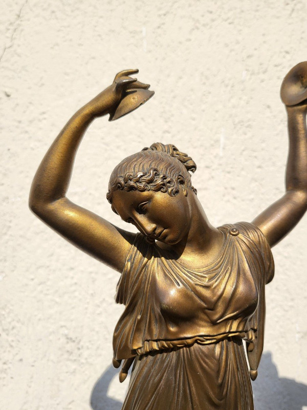 d'Après Canova, Danseuse Et Musicienne En Bronze, XIXème Siècle