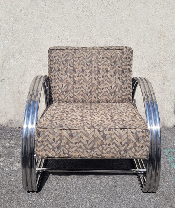 *Special offer *Ralph Lauren, Pair Of Large Chrome Armchairs, 20th Century