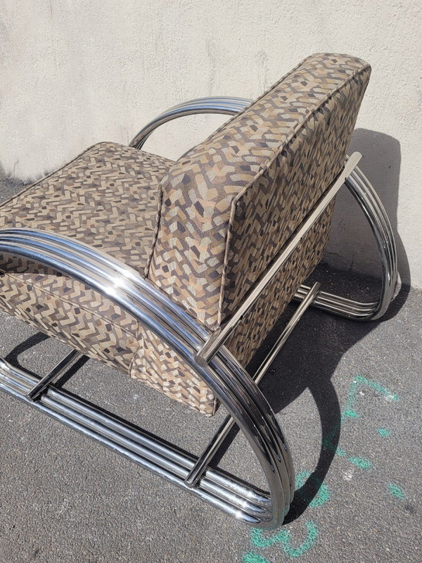 *Special offer *Ralph Lauren, Pair Of Large Chrome Armchairs, 20th Century