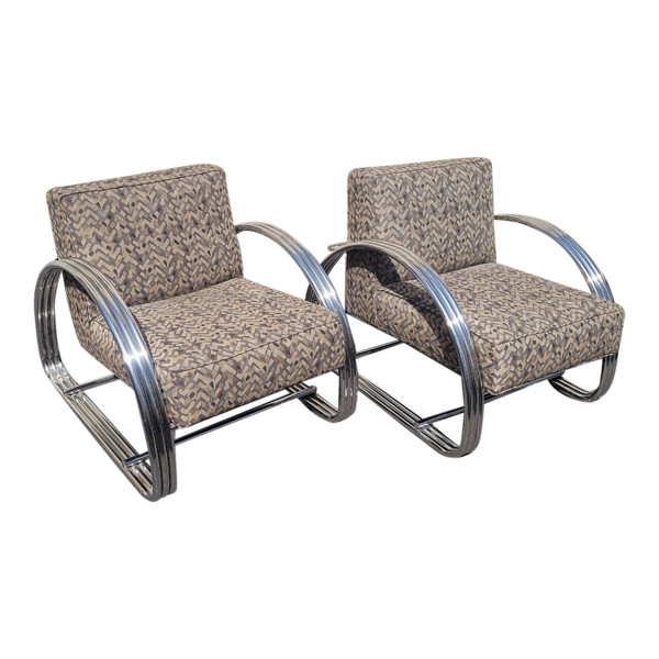 *Special offer *Ralph Lauren, Pair Of Large Chrome Armchairs, 20th Century