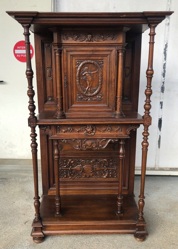 Credenza in noce in stile rinascimentale della fine del XIX secolo - Buffet - Mobile di servizio