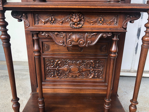Credenza in noce in stile rinascimentale della fine del XIX secolo - Buffet - Mobile di servizio