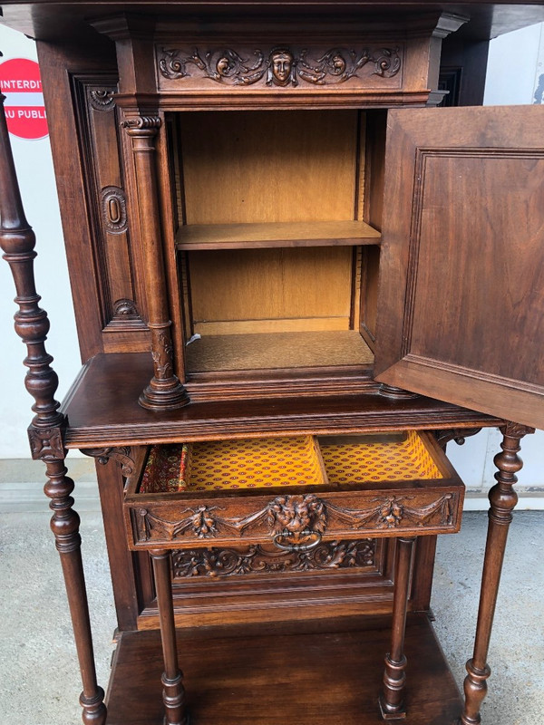Credenza in noce in stile rinascimentale della fine del XIX secolo - Buffet - Mobile di servizio