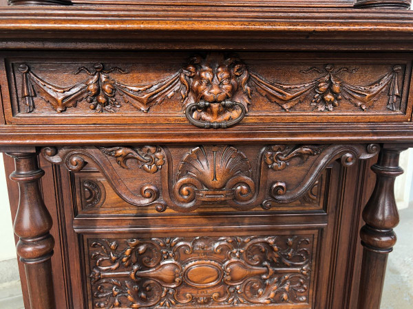 Credenza in noce in stile rinascimentale della fine del XIX secolo - Buffet - Mobile di servizio