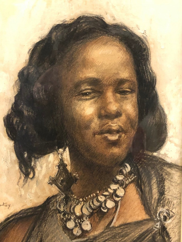 Henry Pontoy (1888-1956) Portrait De Femme Au Collier