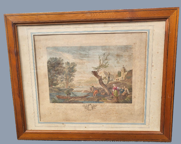 Suite Of 4 Framed Engravings, Fishing, 19th Century