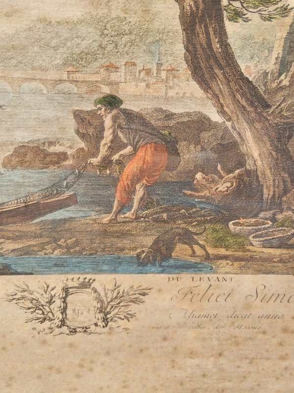 Suite Of 4 Framed Engravings, Fishing, 19th Century