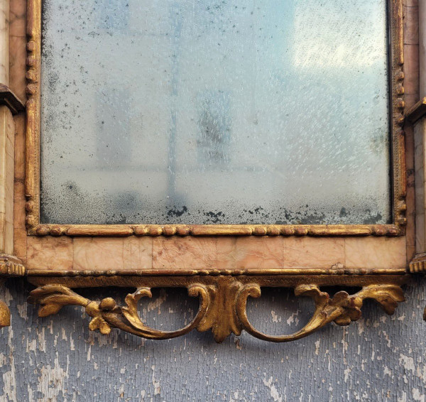 Mirror In Wood And Marble, Italy 19th Century