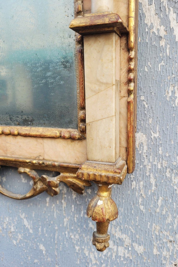 Mirror In Wood And Marble, Italy 19th Century