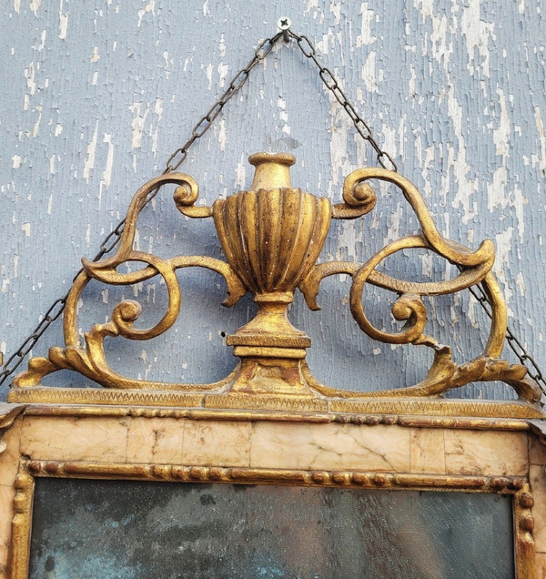 Mirror In Wood And Marble, Italy 19th Century
