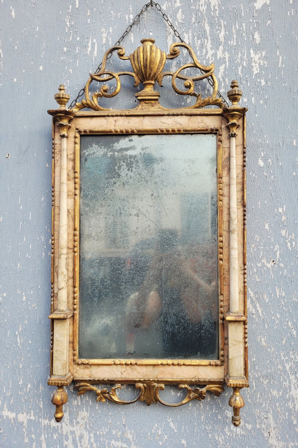 Mirror In Wood And Marble, Italy 19th Century