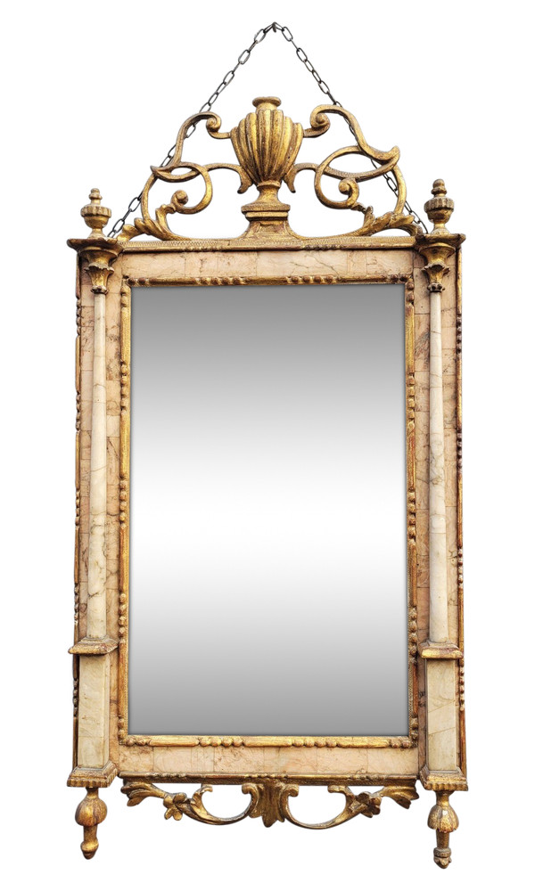 Mirror In Wood And Marble, Italy 19th Century