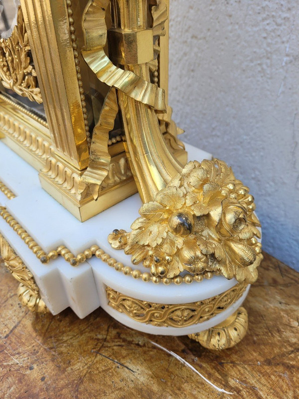 Pendulum In Gilt Bronze And Marble, Carpenter, Napoleon III, 19th Century
